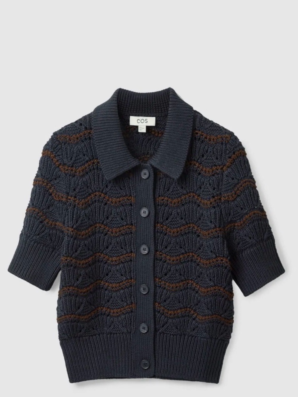 COS Pointelle-Knit Short Sleeve Cardigan - Picture 6 of 6
